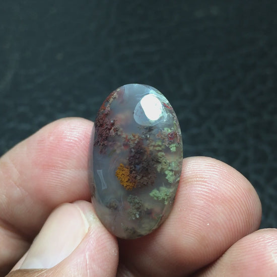 Natural Scenic Moss Agate Stone - Mountain-Mined in East Java - 24 x 16.5 x 6.8 mm