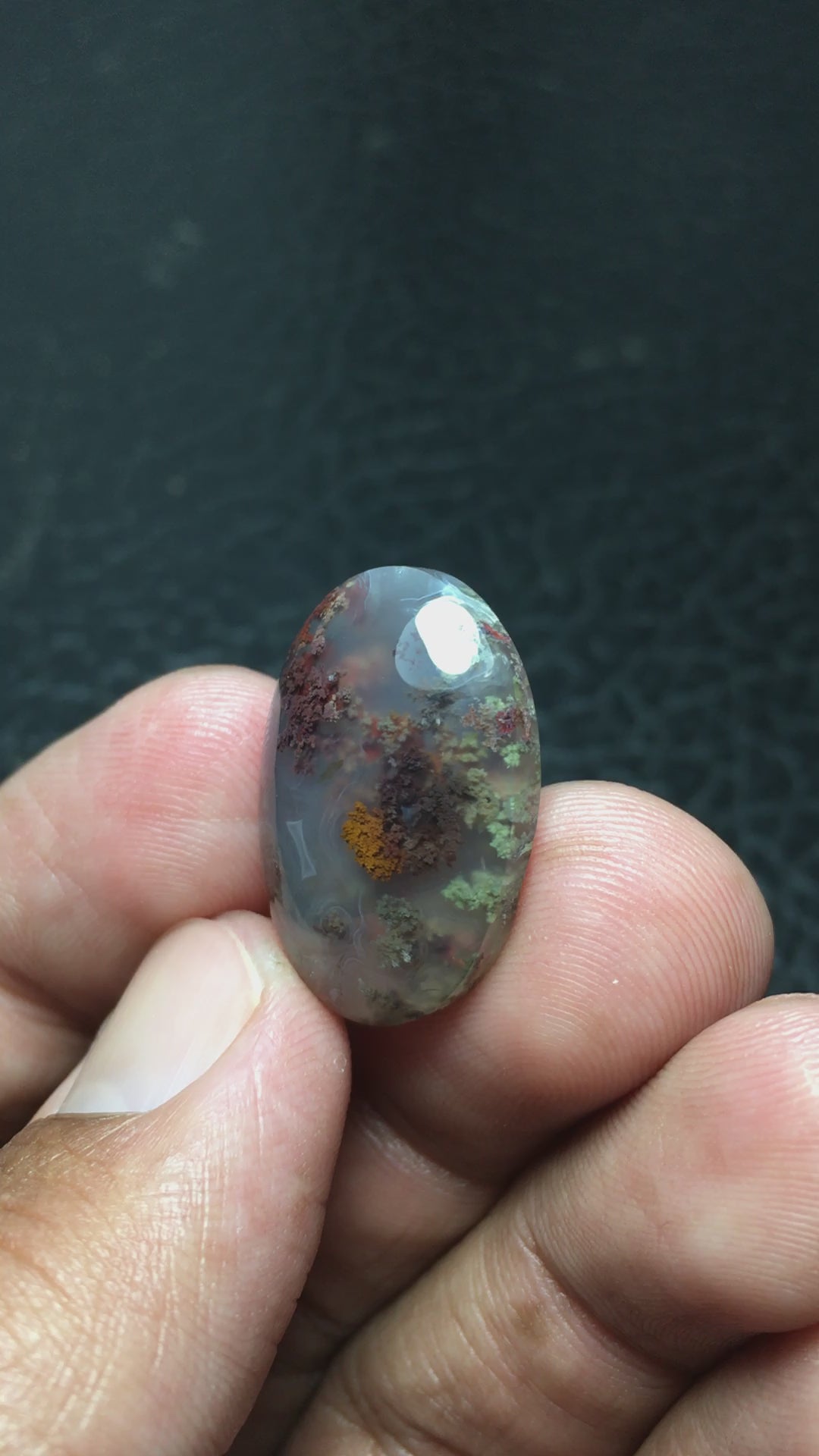 Natural Scenic Moss Agate Stone - Mountain-Mined in East Java - 24 x 16.5 x 6.8 mm