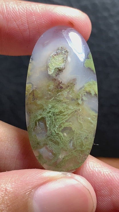 Scenic Moss Agate Oval Cabochon 36.7x17.7x5.5mm