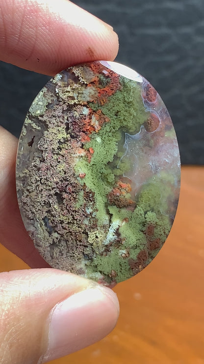 Scenic Moss Agate Oval Cabochon 34.2x25x6.4mm