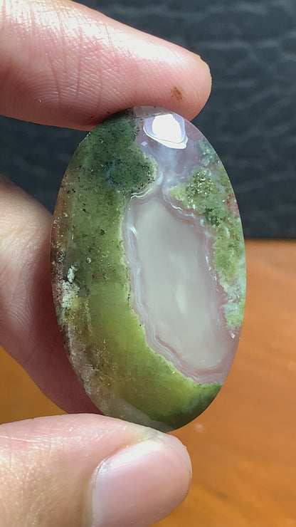 Scenic Moss Agate Oval Cabochon 35x21x5.9mm