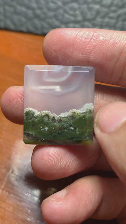 East Java Green Moss Agate Rectangle Cabochon 23x20.5x5 mm