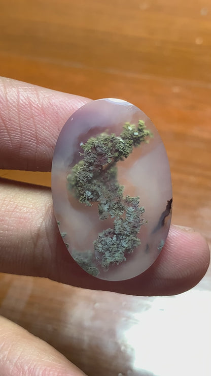 Beautiful Scenic Moss Agate Oval Cabochon 27.5x18x5 mm