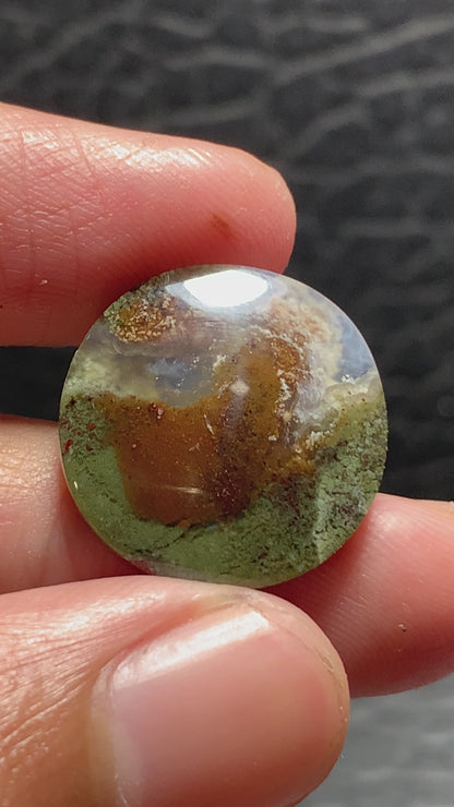 Scenic Moss Agate Round Cabochon 18.5x18.5x4mm