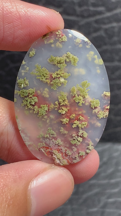 Scenic Moss Agate Oval Cabochon 34x24x4mm