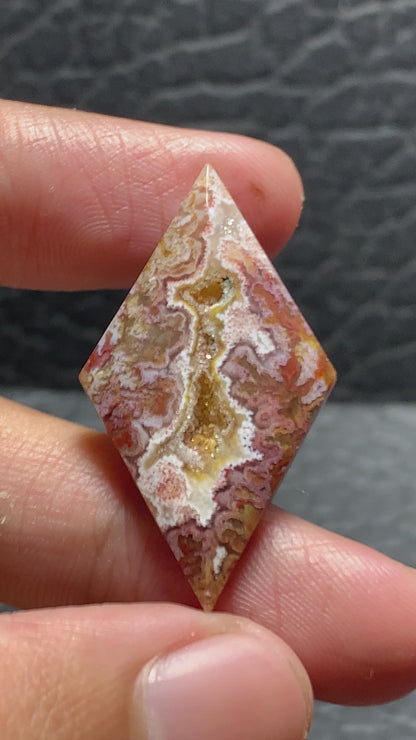 Red Moss Agate Rhombus Cabochon 35.5x20x4mm with Druzy