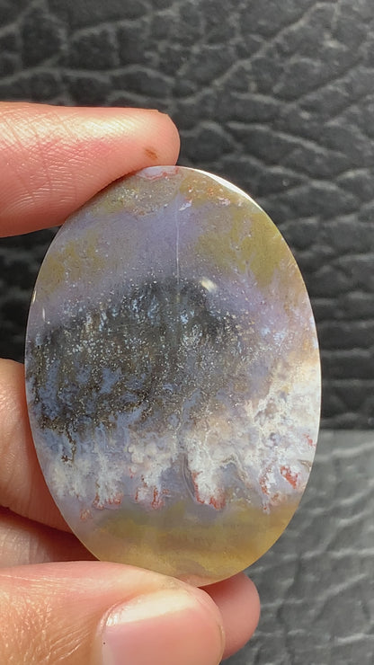 Unique Plume Agate Oval Cabochon 43x30x4.8mm