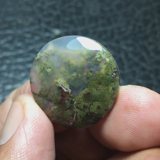  Beautifully Polished Natural Java Moss Agate Cabochon with Underwater Scenery Patterns