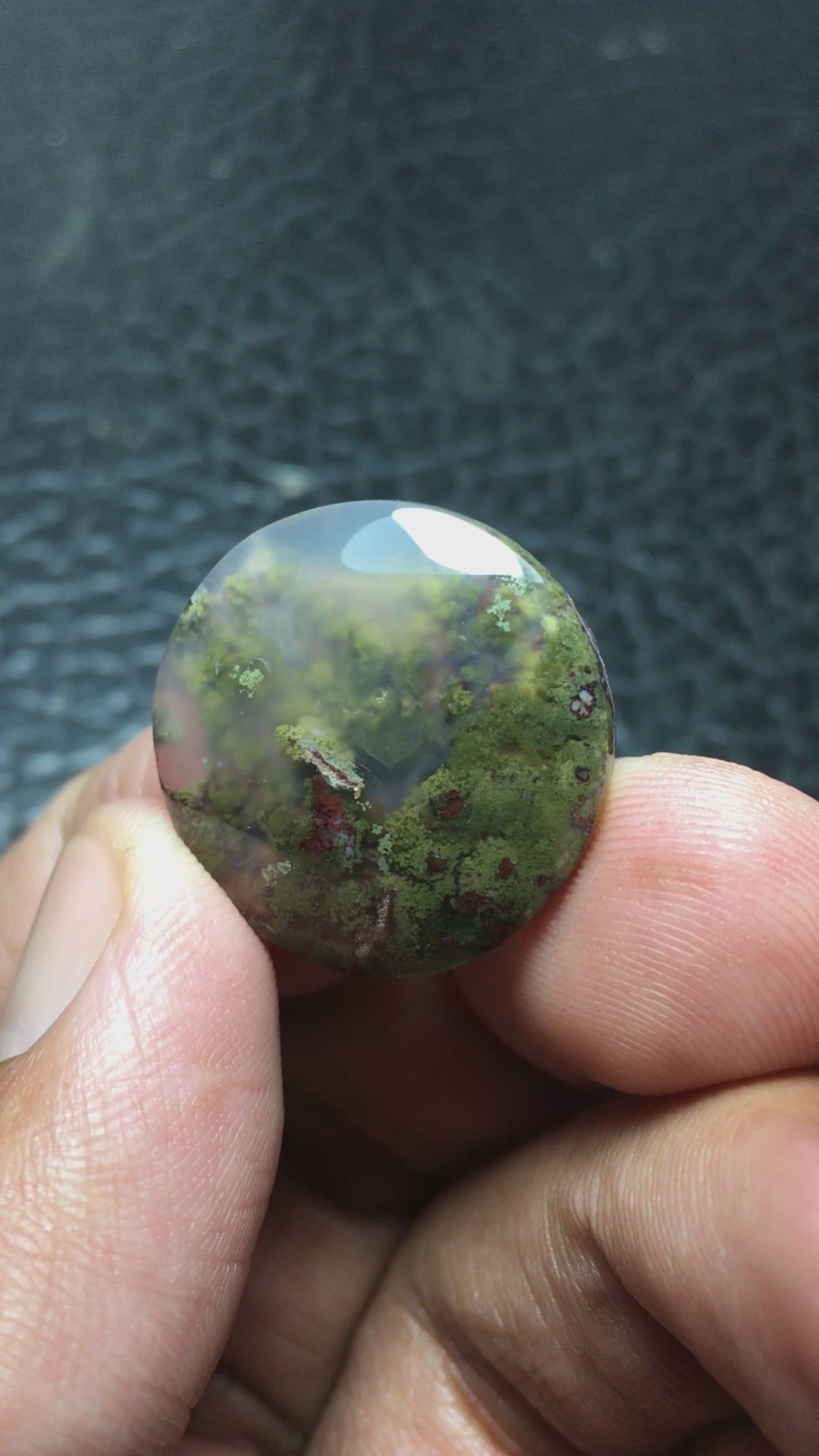  Beautifully Polished Natural Java Moss Agate Cabochon with Underwater Scenery Patterns