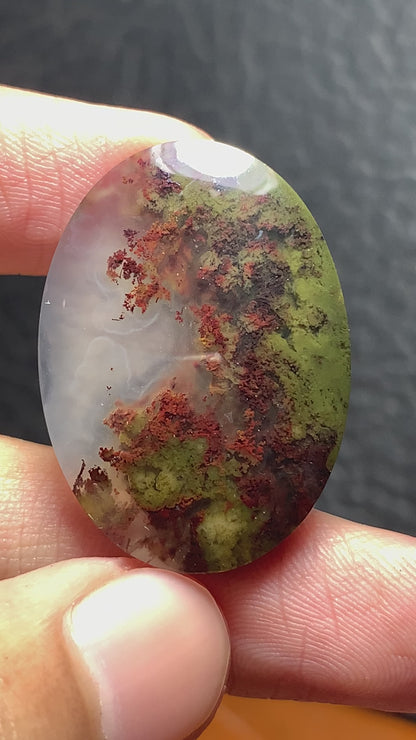 Unique Scenic Moss Agate Oval Cabochon 31x22.3x6 mm