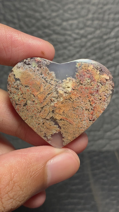 Scenic Moss Agate Heart Cabochon 38x33x6mm