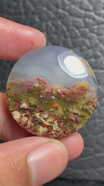 Scenic Moss Agate Round Cabochon 30x30x6mm