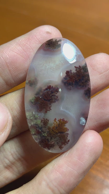 Scenic Moss Agate Oval Cabochon 39.5x22.8x6.2mm