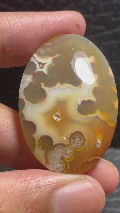 Orbicular Agate Oval Cabochon 38.3x26x5.5mm