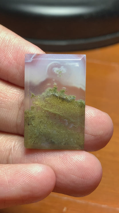 Scenic Moss Agate Rectangle Cabochon 26x16.6x5 mm