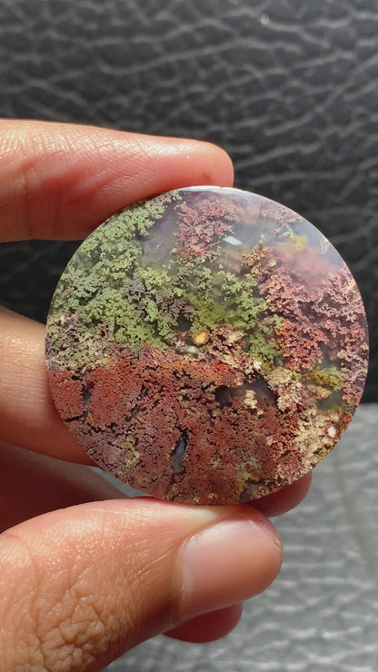 Scenic Moss Agate Round Cabochon 39x39x6.8mm