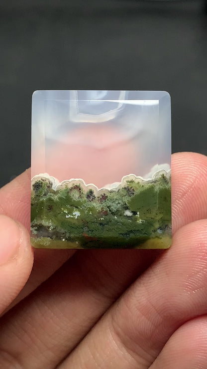 Natural Scenic Moss Agate Rectangle Cabochon 23x20.5x5mm