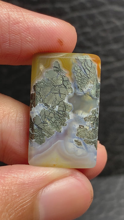 Marcasite Agate Rectangle Cabochon 25x15x5mm