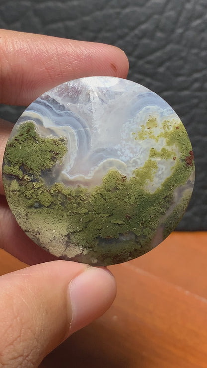 Unique Scenic Moss Agate Round Cabochon 38x38x8mm