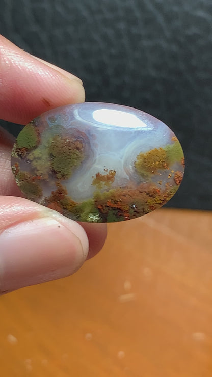 Scenic Moss Agate Oval Cabochon 26.4x18.4x4.8mm