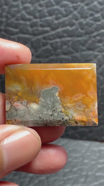 Unique Marcasite Agate Rectangle Cabochon 30x20.5x5.2mm