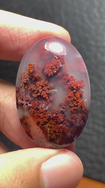 Unique Scenic Moss Agate Oval Cabochon 31.9x21.2x8 mm