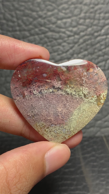 Moss Agate Heart Cabochon 41x37x6mm