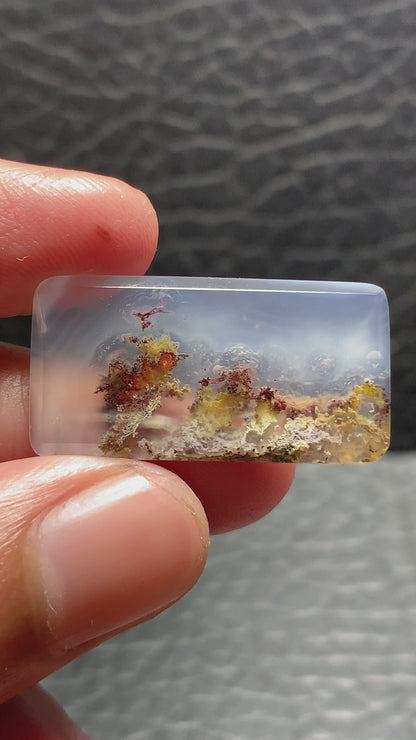 Scenic Moss Agate Rectangle Cabochon 29.2x15x3.3mm