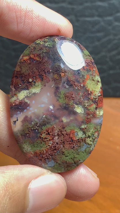 Scenic Moss Agate Oval Cabochon 40.6x17.5x6.2mm