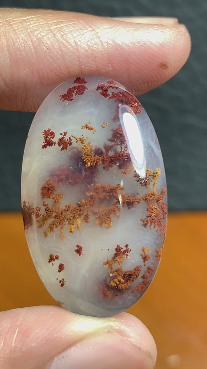 Scenic Moss Agate Oval Cabochon 30.5x18.8x6.8 mm