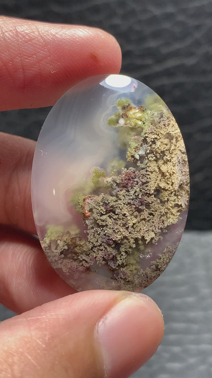 Scenic Moss Agate Oval Cabochon 34.5x24.5x6.2mm