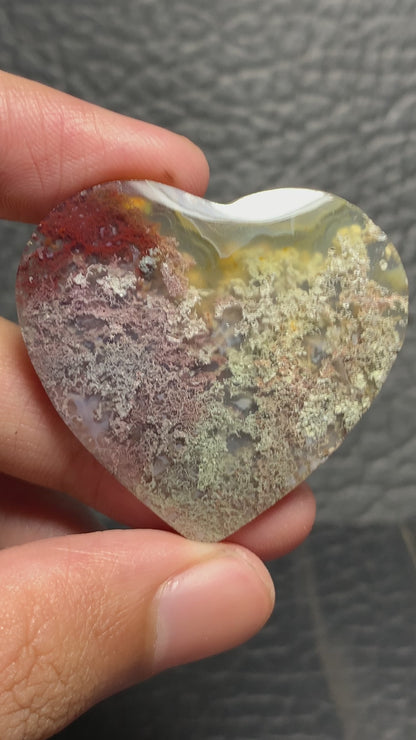 Scenic Moss Agate Heart Cabochon 39x37.5x6.5mm