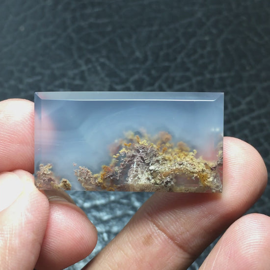 Cabochon made from Natural Java Moss Agate, also known as Scenic Moss Agate"