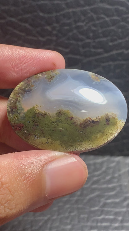 Landscape Scenic Moss Agate Oval Cabochon 38.5x28x8mm