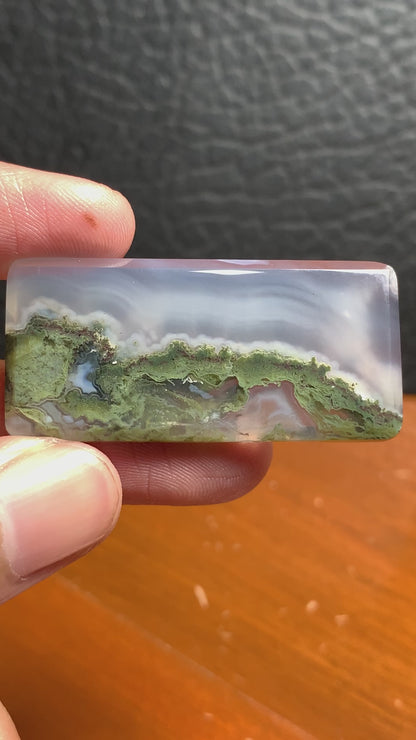 Scenic Moss Agate Rectangle Cabochon 45.7x21.3x4.5mm