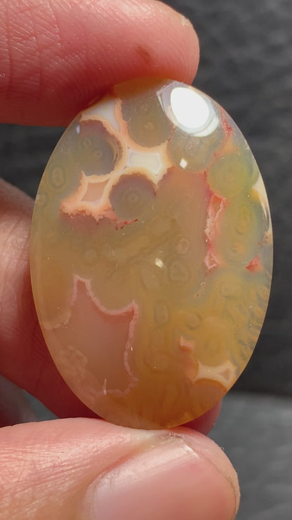 Orbicular Agate Oval Cabochon 29.5x20x5.8mm