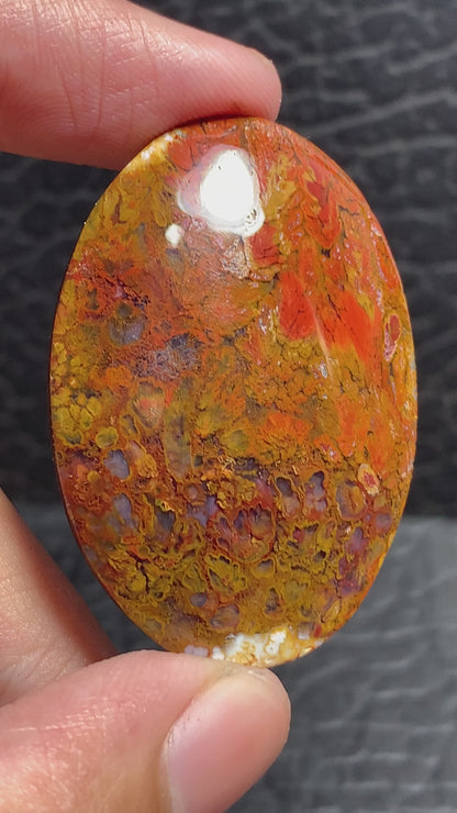 Unique Plume Agate Oval Cabochon 42.8x29x6.7mm