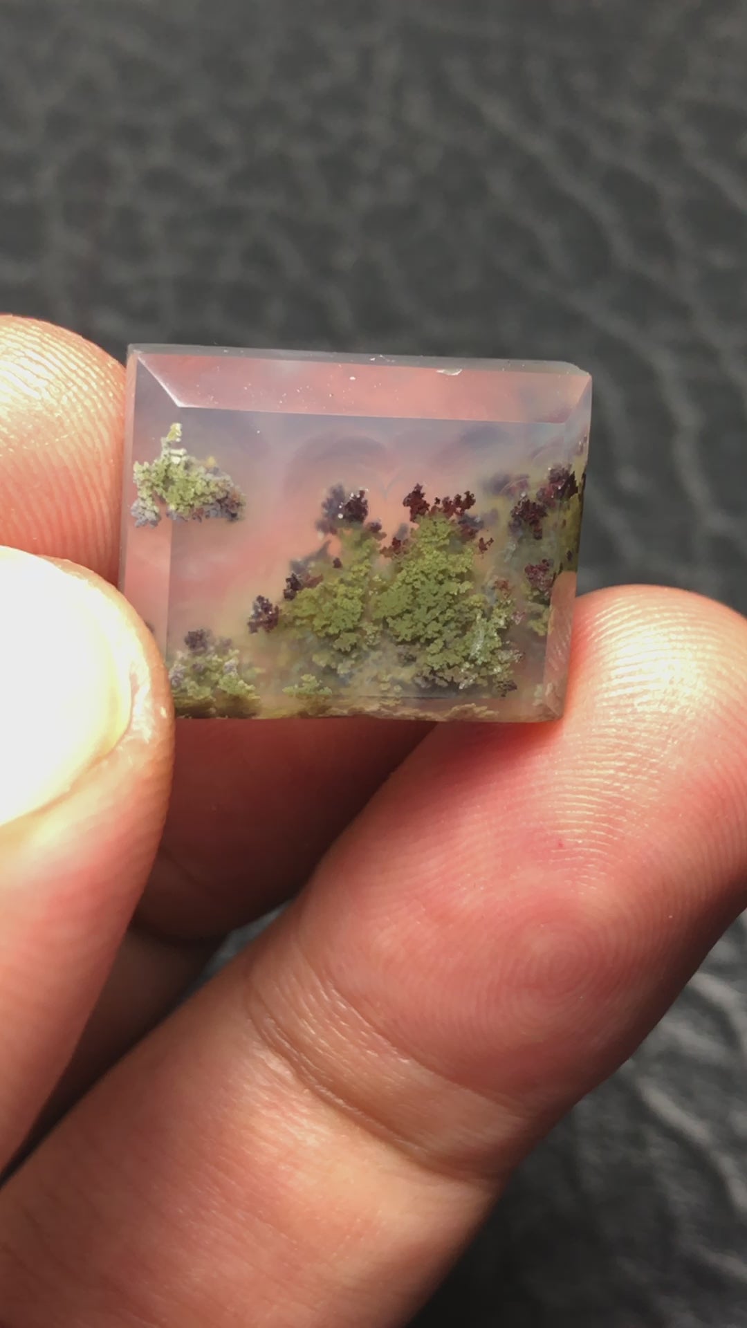 Rare Scenic Moss Agate Cabochon: 18.7 x 15 x 5 mm Rectangle with Intriguing Underwater Patterns