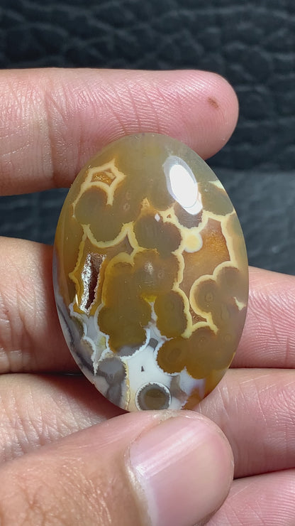 Unique Orbicular Agate Oval Cabochon 35x25x6mm