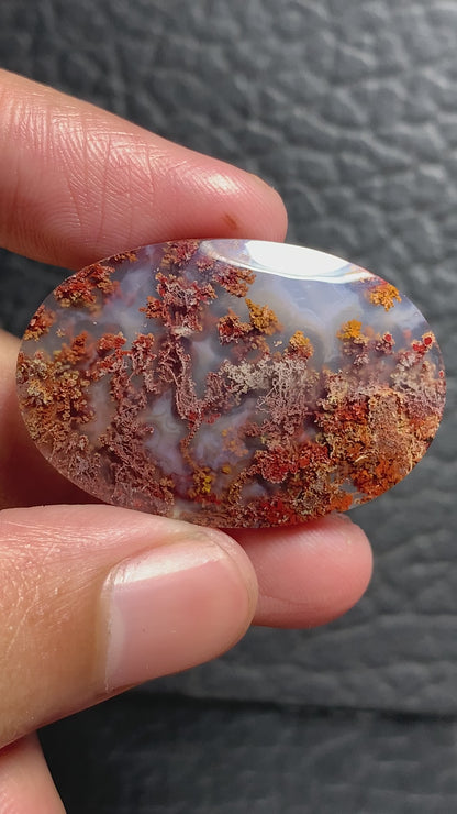 Scenic Moss Agate Oval Cabochon 36.5x25x5.8mm