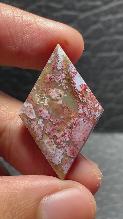 Red Moss Agate Rhombus Cabochon 32x20x4mm