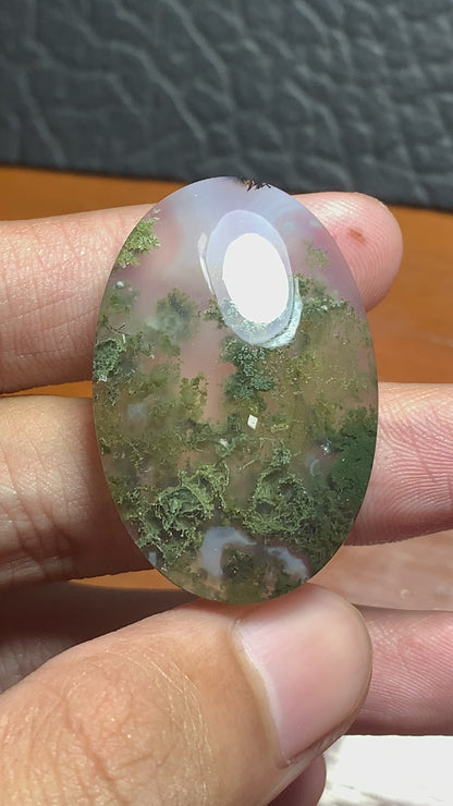 Scenic Moss Agate Oval Cabochon 37x24.5x8 mm