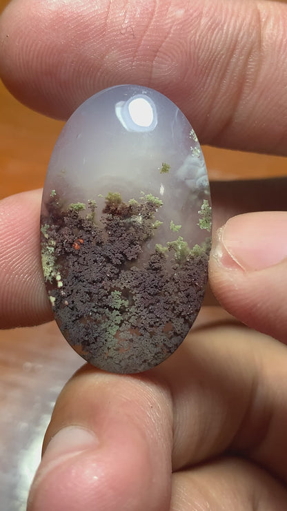 Scenic Moss Agate Oval Cabochon 29x17.5x6 mm