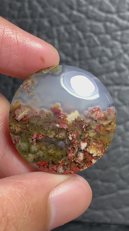 Scenic Moss Agate Round Cabochon 28x28x5.5mm