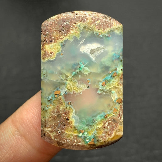 Moss Chrysocolla Native Copper Cabochon 33x19.5x4.5mm