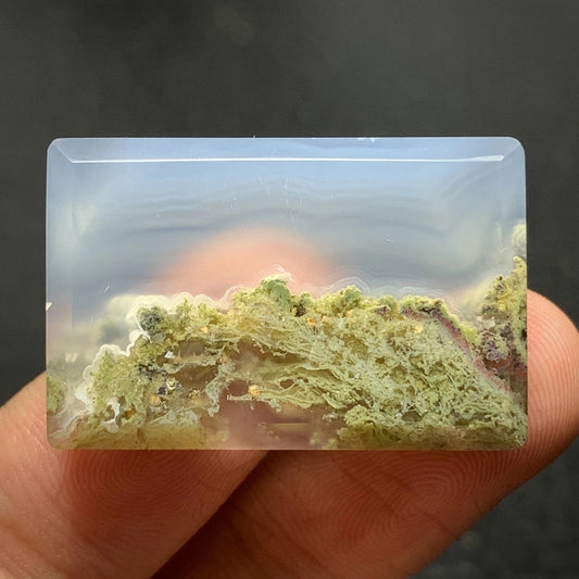 Scenic Moss Agate Cabochon 30x19.5x4.5mm