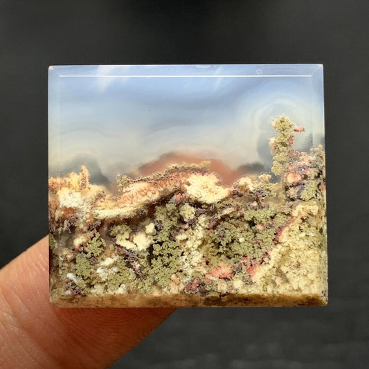 Scenic Moss Agate Cabochon 27x23.5x4.5mm