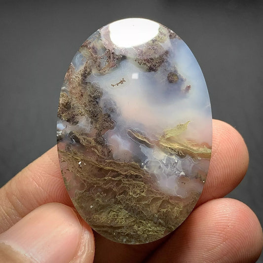Scenic Moss Agate Cabochon 36x25x6mm