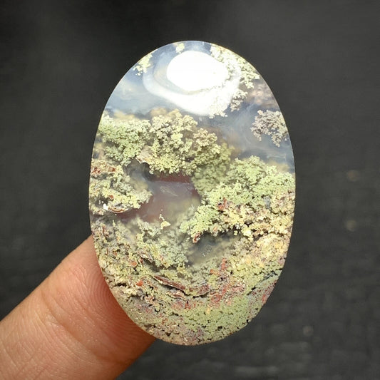Scenic Moss Agate Cabochon 35x23.5x6.5mm