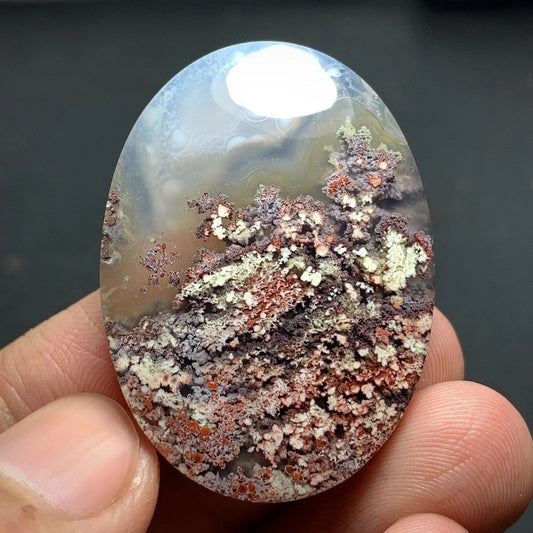 Scenic Moss Agate Cabochon 38x27.2x7mm